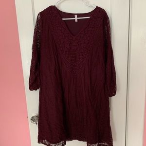 Maroon Xhilaration Lace Dress